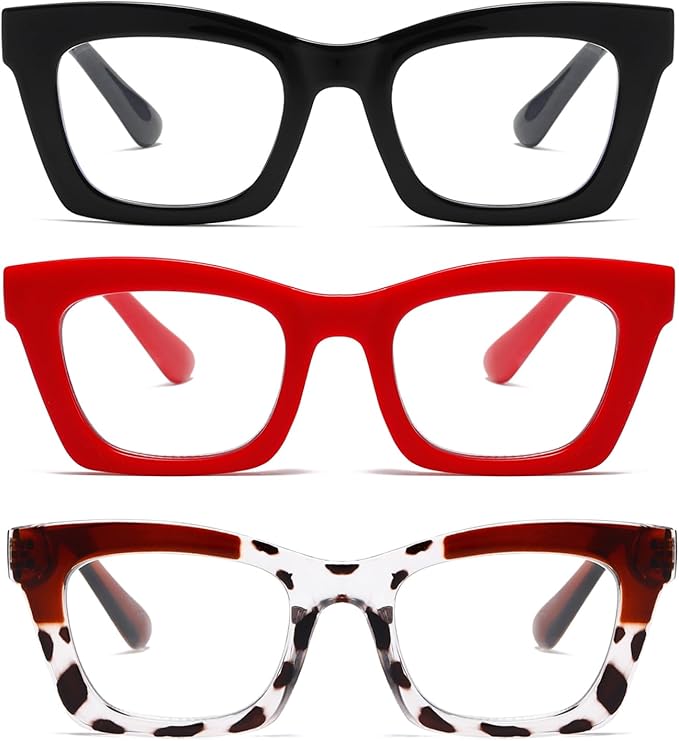 Hubeye Oprah Style Reading Glasses for Women Men Blue Light Blocking Computer Square Readers with Spring Hinge