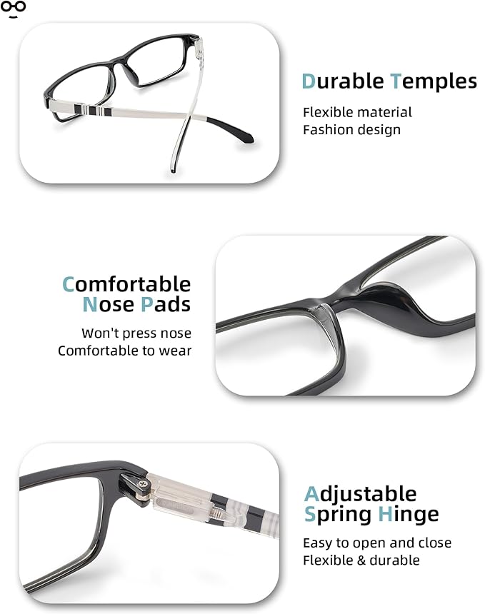 Reading Glasses for Women, 5 Pack Blue Light Blocking Readers, Lightweight Eyeglasses with Spring Hinge
