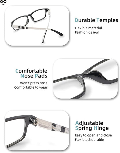 Reading Glasses for Women, 5 Pack Blue Light Blocking Readers, Lightweight Eyeglasses with Spring Hinge