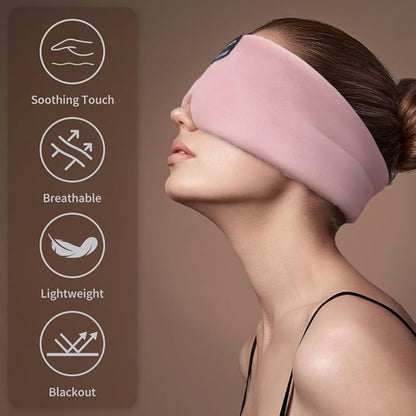Joythink Sleep Headphones Bluetooth Sleep Mask Silk Kids Children Headband Earphones Bluetooth Eye Mask for Sleeping On Side Blackout Soft Sleep Earphones Music Eye Cover