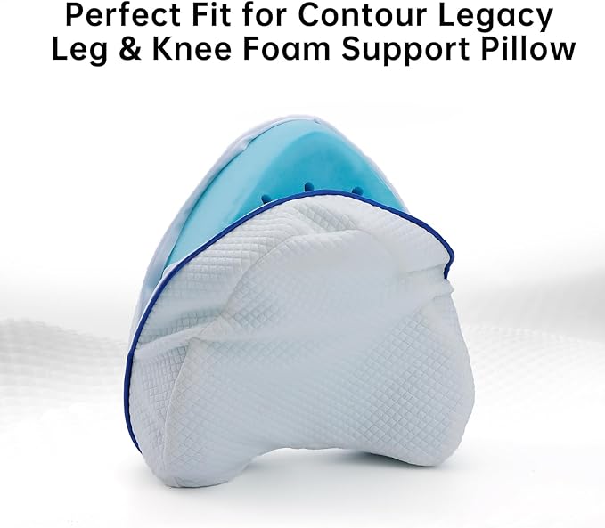 Upgrade Invisible Zippered Pillow Cover Compatible with Contour Legacy Knee Pillow,Anti-Pilling and Washable Legacy Leg and Knee Foam Support Cover Only (White)