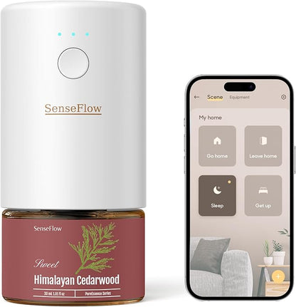 SF101S Pro Smart Waterless Essential Oil Diffuser, Plug in Aromatherapy Diffuser & Non-Toxic air Freshener, 120-Day Natural Aroma Mist, Covers 1000 Sq Ft- Free 30ml Himalayan Cedarwood