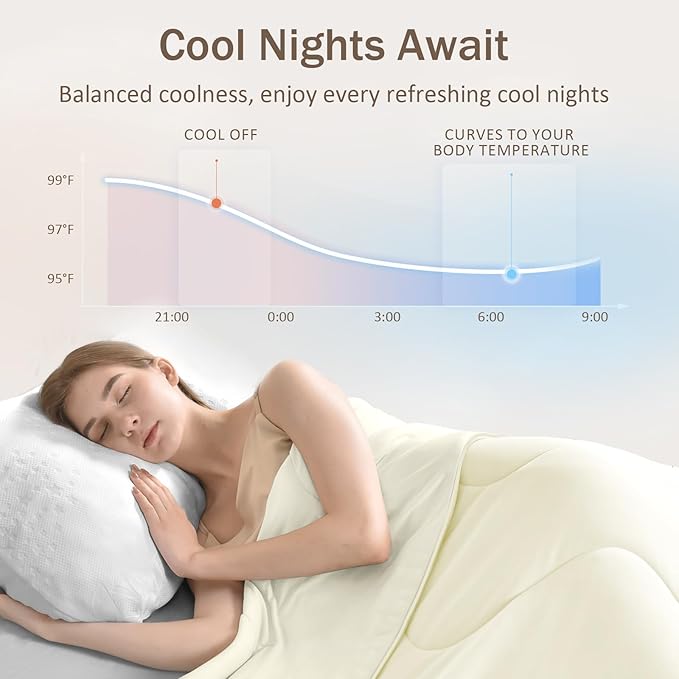 Cooling Blanket Comforter Hot Sleepers King/Cali King Soft Cooling Blanket, Double-Sided Cool Bedding for Night Sweats, All-Season Lightweight Comforter(106 * 90inch, Snow Ivory)