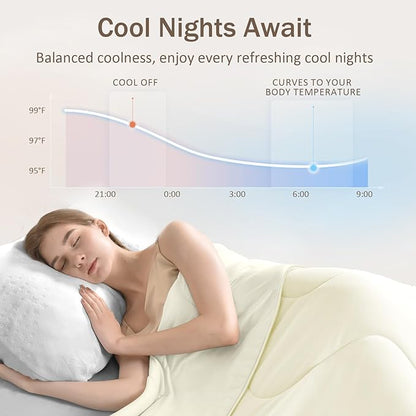 Cooling Blanket Comforter Hot Sleepers King/Cali King Soft Cooling Blanket, Double-Sided Cool Bedding for Night Sweats, All-Season Lightweight Comforter(106 * 90inch, Snow Ivory)