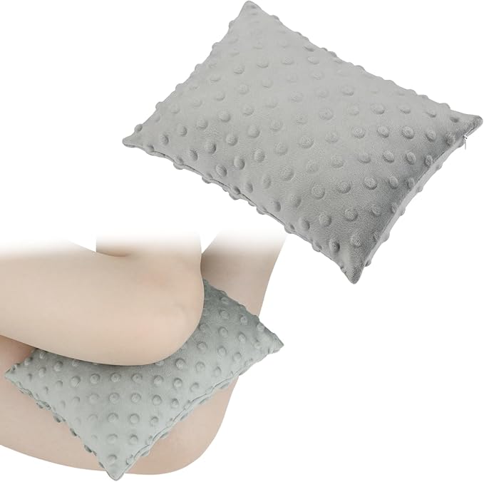 2 Pcs Soft Knee Pillow for Side Sleepers, Pressure Pillows Between Legs 11"x7" Small Knee Pillow Joints Cushion for Sleeping Hip and Back Pain, Minky Dot Light Gray