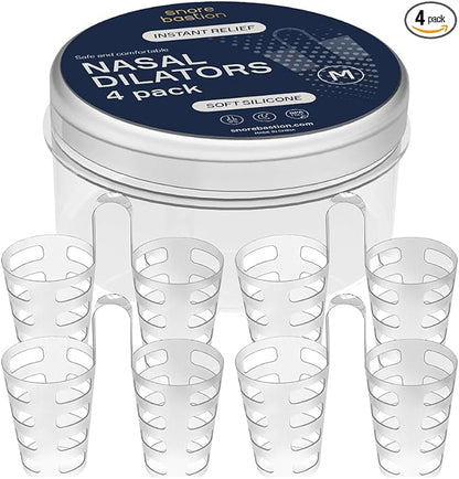 Nasal Dilators for Sleeping - 4 Medium (M) Anti Snoring Nose Vents - Soft Silicone Snore Stopper - Snoring Solution - Nasal Cones to Stop Snoring