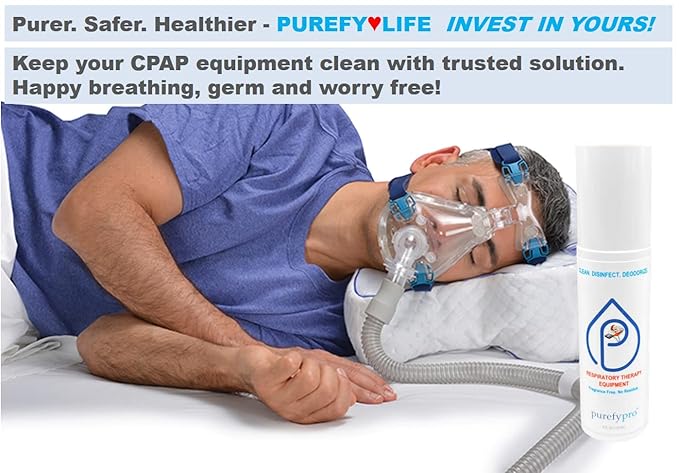 PUREFY Purefypro CPAP Cleaner and Sanitizer Spray (3.4oz, 2pk). TSA Travel Size. No Rinse. No Residue. Kills 99.9999% Norovirus, Flu Virus, and Fungi, Drug Resistant Germs. Unscented.