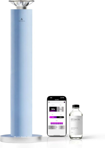 Waterless Scent Diffuser Starter Kit - Alloy Atomization System, Smart Rechargeable Hotel Scent Diffuser, 1500 Sq Ft Coverage, Including 120ml Essential Oil, for Home, Large Room, Spa, Pastel Blue