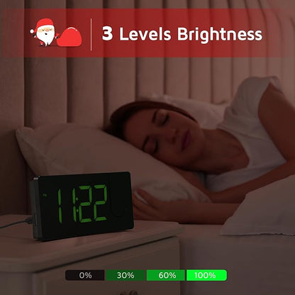 GOLOZA Projection Alarm Clock, Digital Clock with 180° Rotatable Projector, 3-Level Brightness Dimmer, Clear LED Display, Progressive Volume, 9mins Snooze, Digital Alarm Clock for Bedroom