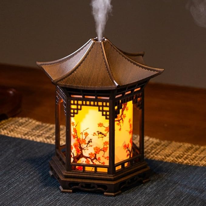 Mini Humidifier For Home Use With Dual Spray Modes And Adjustable Night Light, Pavilion Shape Aromatherapy Diffuser, 160 ML Capacity, Compact Portable Design For Bedroom Or Travel(B)