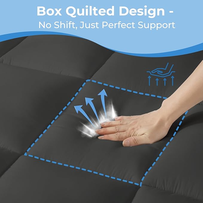 YUGYVOB Full Mattress Topper - 600GSM Extra Thick Cooling & Breathable Mattress Pad with Deep Pocket 8"-21" & Soft Down Alternative Filling, Grey