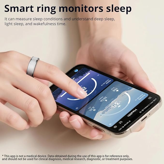 R10 Smart Ring, Smart Health Ring for Women, Features Heart Rate, Blood Oxygen, Sleep Monitoring, Pedometer, and Fitness Tracker, No Subscription Fee. (Silver, 9#)