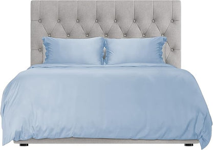 Hotel Sheets Direct 100% Duvet Cover 3 Piece Set - Better Than Silk - 1 Duvet Cover, 2 Pillow Shams with Corner Ties and Zipper Closure (California King, Light Blue)