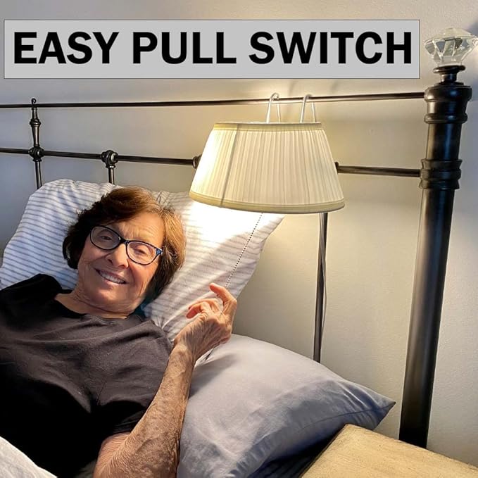Evelots Bed Headboard Reading Lamp Book Light (2Pack) Soft Fabric Shade-Easy ON/Off Pull Cord