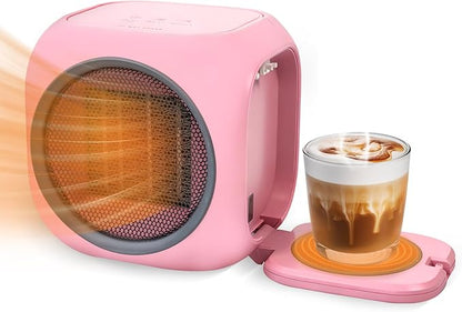 Upgraded Space Heater & Candle Warmer Plate, Space Heater for Indoor Use with Thermostat, Coffee Mug Warmer, 800W Portable Electric Heater for Bedrooms, Offices, Home