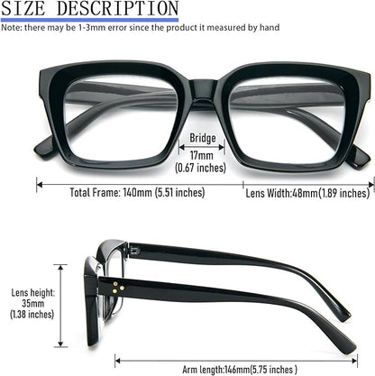 DXYXYO Reading Glasses 2.0 Women Blue Light Blocking, Oprah Style Square Oversized Computer Readers 3 Pack Retro Fashion, Pink+red+black