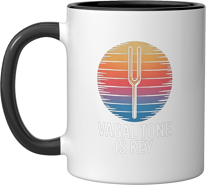 Relaxation Breathing Stress Vagus Nerve Stimulation Anatomy Ceramic Mug, Black/White