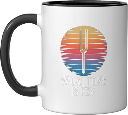 Relaxation Breathing Stress Vagus Nerve Stimulation Anatomy Ceramic Mug, Black/White