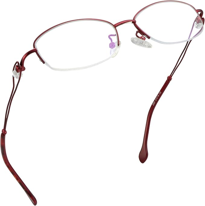 LifeArt Alloy Semi-Rimless Reading Glasses,Blue Light Blocking Glasses, Anti Eyestrain, Computer Gaming Glasses, TV Glasses for Women Men, Anti Glare (Red, +2.25 Magnification)