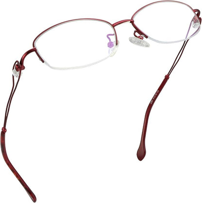 LifeArt Alloy Semi-Rimless Reading Glasses,Blue Light Blocking Glasses, Anti Eyestrain, Computer Gaming Glasses, TV Glasses for Women Men, Anti Glare (Red, +3.75 Magnification)