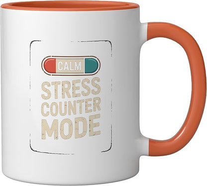Relaxation Breathing Vagus Nerve Stimulation Stress Relief Ceramic Mug, Orange/White