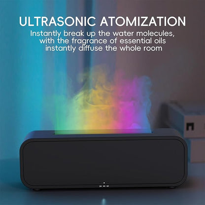 Essential Oil Diffuser, Flame Fire Oil Diffuser, 250ml Cool Mist Aromatherapy Humidifier, Scent Aroma Diffuser with 7 Colors Light, Remote Control, Timer & Auto-Off for Home Room (White)