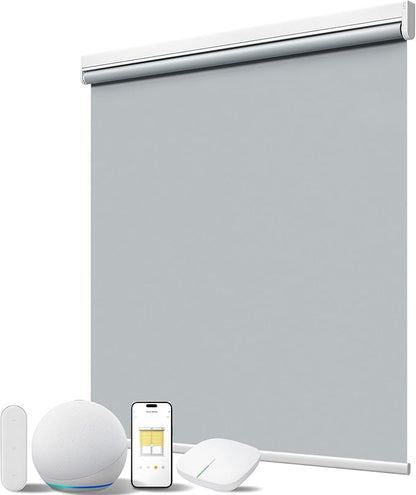 Motorized Smart Shades with Remote Control, Blackout Motorized Roller Shades for Indoor Windows Home and Office (Grey 33" W x 72" H)