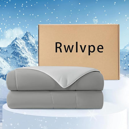 Rwlvpe Cooling Comforter Queen Size, Double-Sided Cooling Blanket for Hot Sleepers Night Sweats, Summer Comforter for Queen Size Q-Max>0.45 Ice Blanket Breathable Soft Lightweight Comforters, 90"x90"