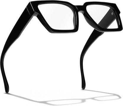 livho Oversized Eyewear Frame for Woman and Men - Rectangle Fashion Glasses for Computer, Chic Preppy Frame