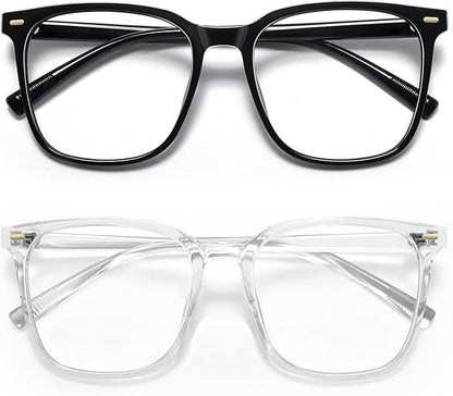 Oversized Square Blue Light Blocking Glasses for Women Men, Anti-Fatigue Computer Monitor Glasses Reduce Eye Strain