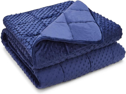 TONGDADA Minky Weighted Blanket | 40''x60'',10lbs | Cozy and Soft Minky Weighted Throw Blanket | Luxury Velvet with Premium Glass Beads | Navy Minky