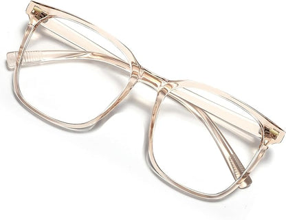 Oversized Square Blue Light Blocking Glasses for Women Men, Anti-Fatigue Computer Monitor Glasses Reduce Eye Strain