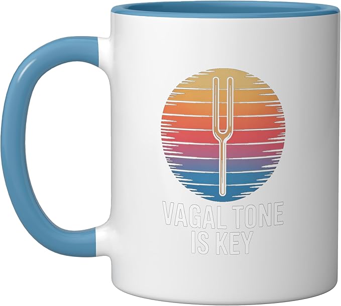Relaxation Breathing Stress Vagus Nerve Stimulation Anatomy Ceramic Mug, Blue/White