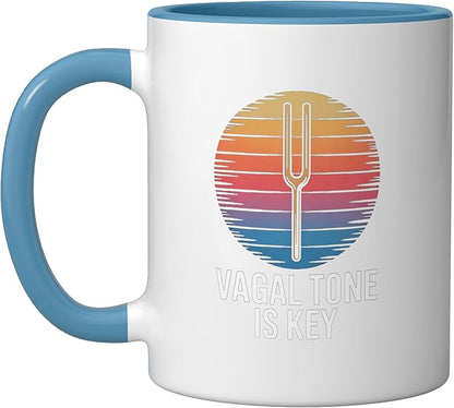 Relaxation Breathing Stress Vagus Nerve Stimulation Anatomy Ceramic Mug, Blue/White