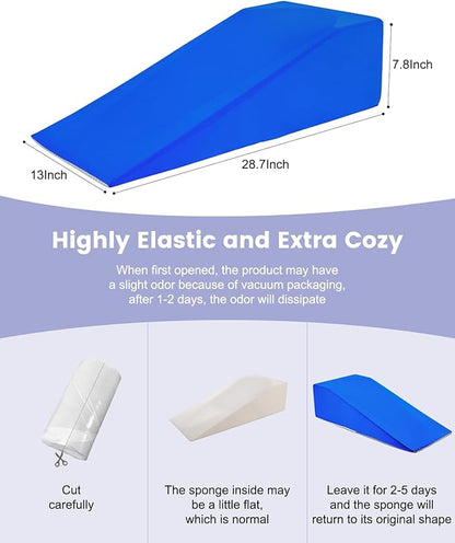 Knee Wedge Pillow | Leg Pillow Elevation Blood Circulation | Leg Elevation Wedge Memory Foam & Machine Washable Cover | Knee Elevation Pillow Post Surgery