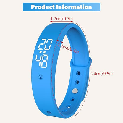 Vibrating Alarm Wristband with Fitness Tracking, Silent Vibration Alarm & Waterproof Design for Heavy Sleepers, Students, Men & Women (Blue)