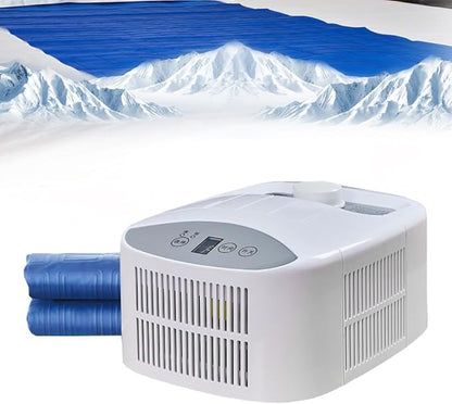 Bed Cooling System Water Cooling Pad, 70W with 2 Gear Adjustment and 1-9 Hour Timer, Summer Mattress Cooler for Single or Double Beds, 140x160cm