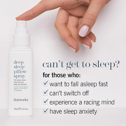 This Works Deep Sleep Pillow Talk Set – Natural Sleep Remedy Duo with Lavender, Camomile & Vetivert – 75ml Pillow Spray & 5ml Stress-Check Roll-On ($42 Value Set)