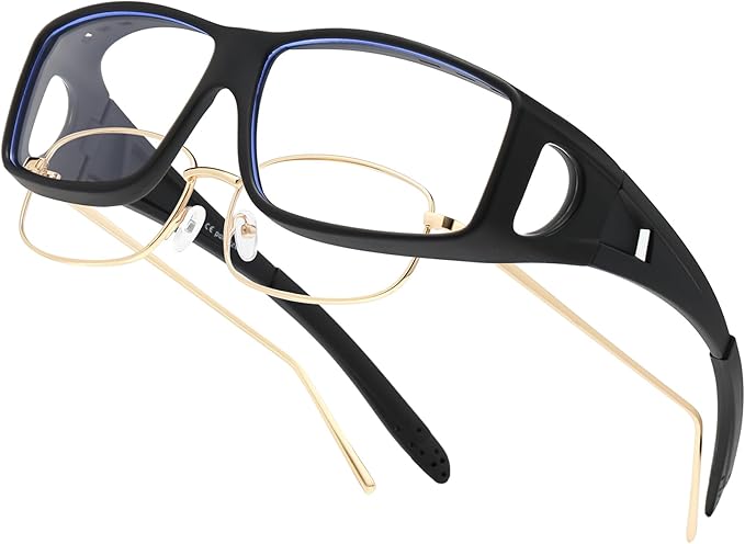 Fit Over Glasses Blue Light Blocking and Night Vision Driving Glasses for Men Women Wrap Around Goggles Eyewear PT2006