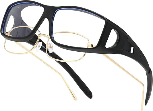 Fit Over Glasses Blue Light Blocking and Night Vision Driving Glasses for Men Women Wrap Around Goggles Eyewear PT2006
