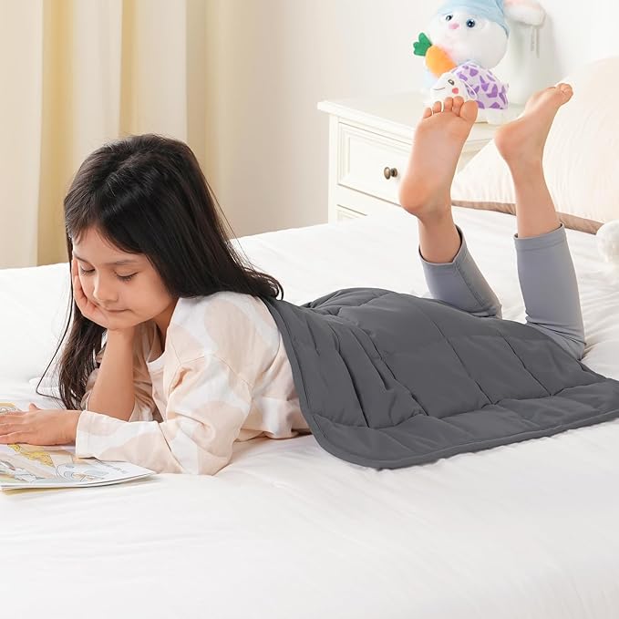 Topblan 2 lb Weighted Blanket, 19" x 21" Weighted Lap Pad, Soft Breathable Premium Glass Bead Filling for Calming, Machine Washable, Dark Grey