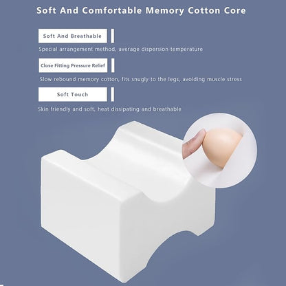 Jan Bark 14” Knee Pillow for Side Sleepers Memory Sponge Support Leg Pillow for Side Sleeping Aligns Spine, Relief for Sciatica, Back, Hips, Knees, Joints