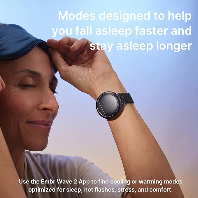 Embr Wave Cooling Bracelet - Warming Bracelet - Personalized Thermal Relief - Manage Hot Flashes, Night Sweats, Sleep, Tension - Clinically Proven - Rechargeable - Black