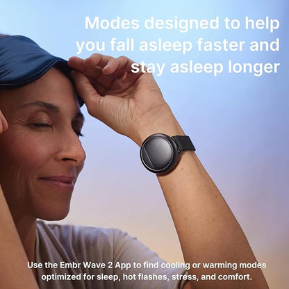 Embr Wave Cooling Bracelet - Warming Bracelet - Personalized Thermal Relief - Manage Hot Flashes, Night Sweats, Sleep, Tension - Clinically Proven - Rechargeable - Black