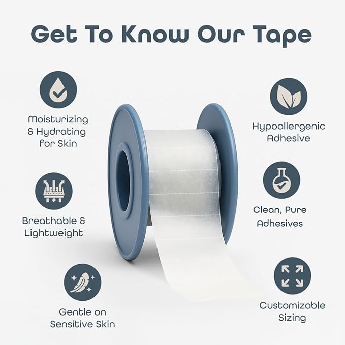 Clean Tape Company | Hydrating Tape for Skin - Pain Free Removal, Transparent with Custom Perforations | Silicone to Moisturize & Soothe, for Sensitive Skin - 1 Roll (55in)