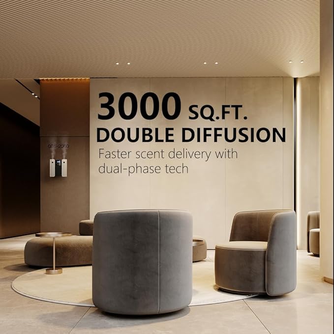 Smart Dual Scent Waterless Essential Oil Diffuser, Cold Air Tech Scent Air Machine for 3000 Sq Ft,160ml x2 Large Capacity, Hotel Collection Diffuser for Home & Office, Spa