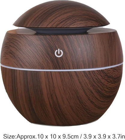 Wood Grain Humidifier, Portable Mini Humidifier Compact Portable 5V 2W USB Aroma Diffuser Quiet Essential Oil Diffuser for Bedrooms Living Rooms Office Car