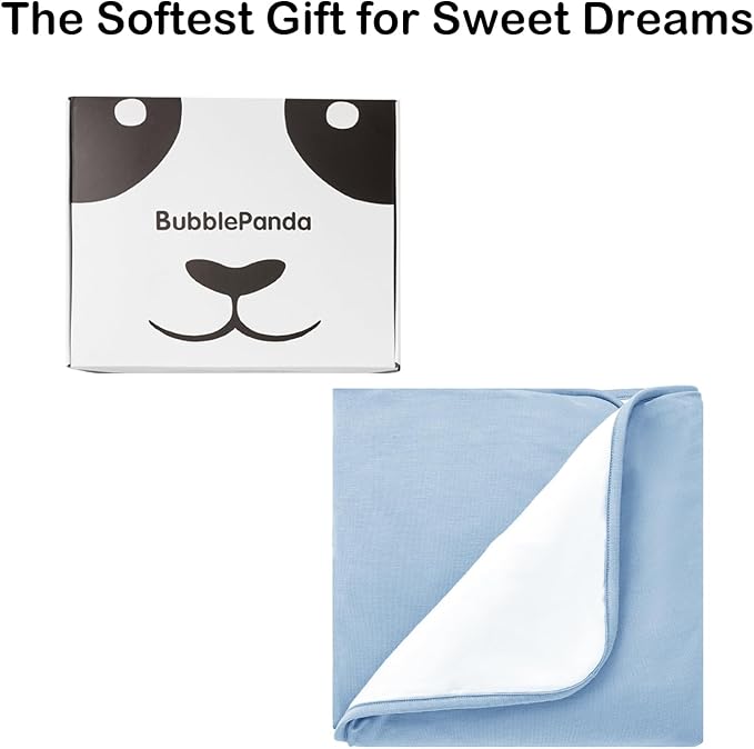BubblePanda Rayon Made from Bamboo Baby Blanket for Boys Girls Neutral Soft Crib Blanket Toddler Quilt Comforter Newborn Nursery 30 x 40 Inch Blue