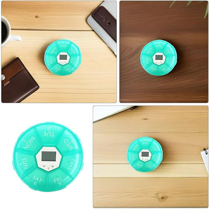 2pcs Pill Box with Alarm: Daily Medication Organizer with Alarm Reminder - 7-Grid Pocket-Sized Automatic Pill Holder for Daily Use & Travel