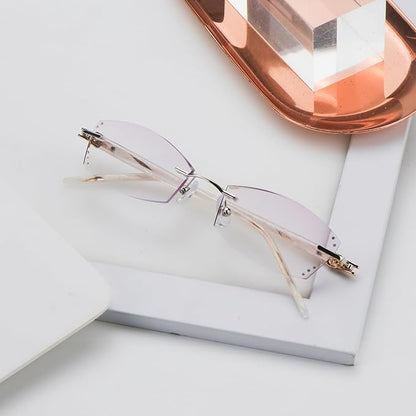 LifeArt Blue Light Blocking Glasses,Computer Reading Glasses,Rimless Frame Tinted Lens with Diamond,Stylish for Women (+1.50 Magnification)